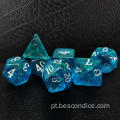 Bescon Iridecent DICE SHIMERY DICE Conjunto de bronze-Golden, RPG 7-DICE Conjunto em embalagem de caixa de tijolos